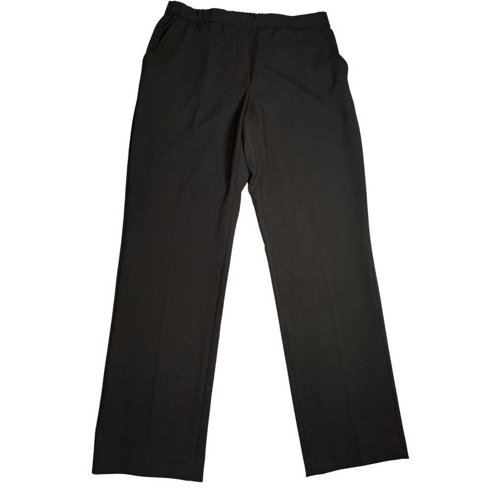Susan Graver Black Straight Leg Elastic Waist Pocket Trousers Size 12 A298501